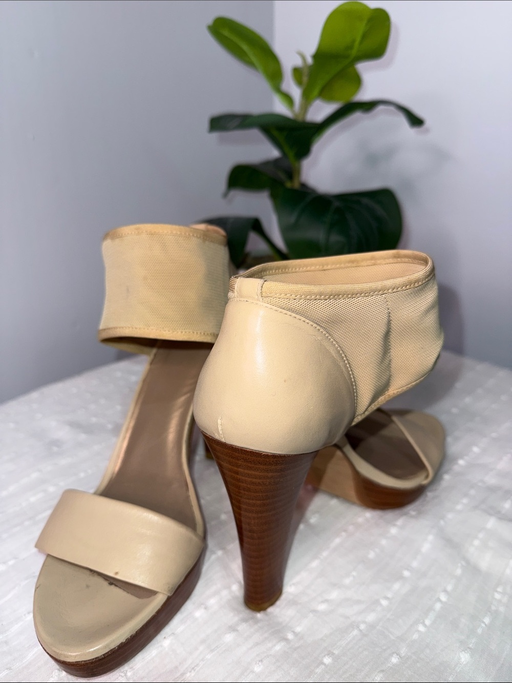 Stuart Weitzman Beige Ankle-Strap Sandals